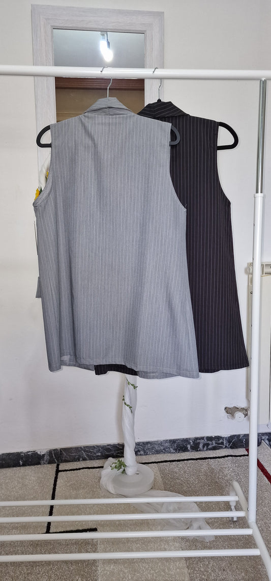 giacca smanicata gessato