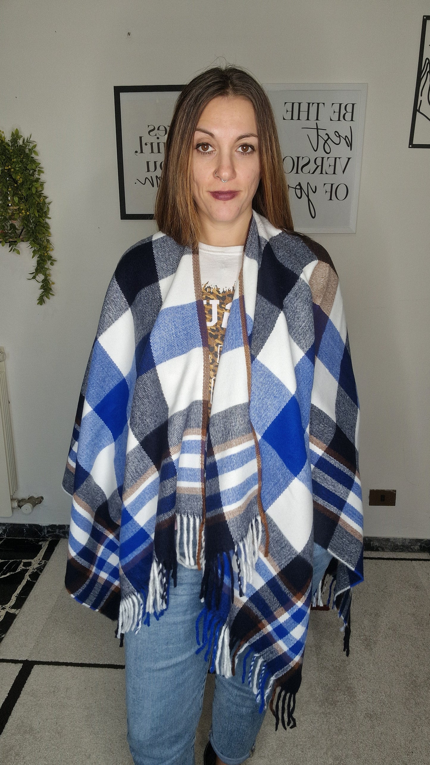 Poncho Scozzese con Frange