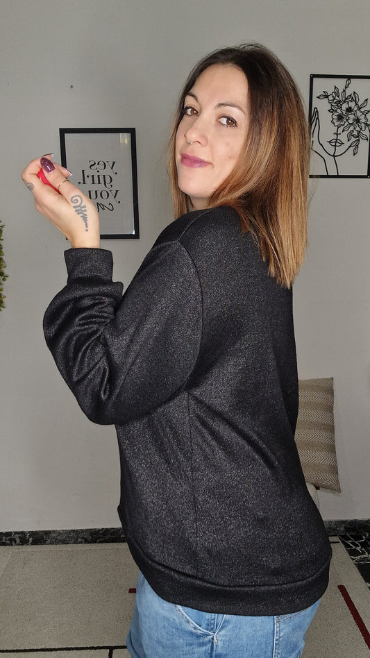 Maglia Glitter Nera Luminosa - Eleganza Comoda