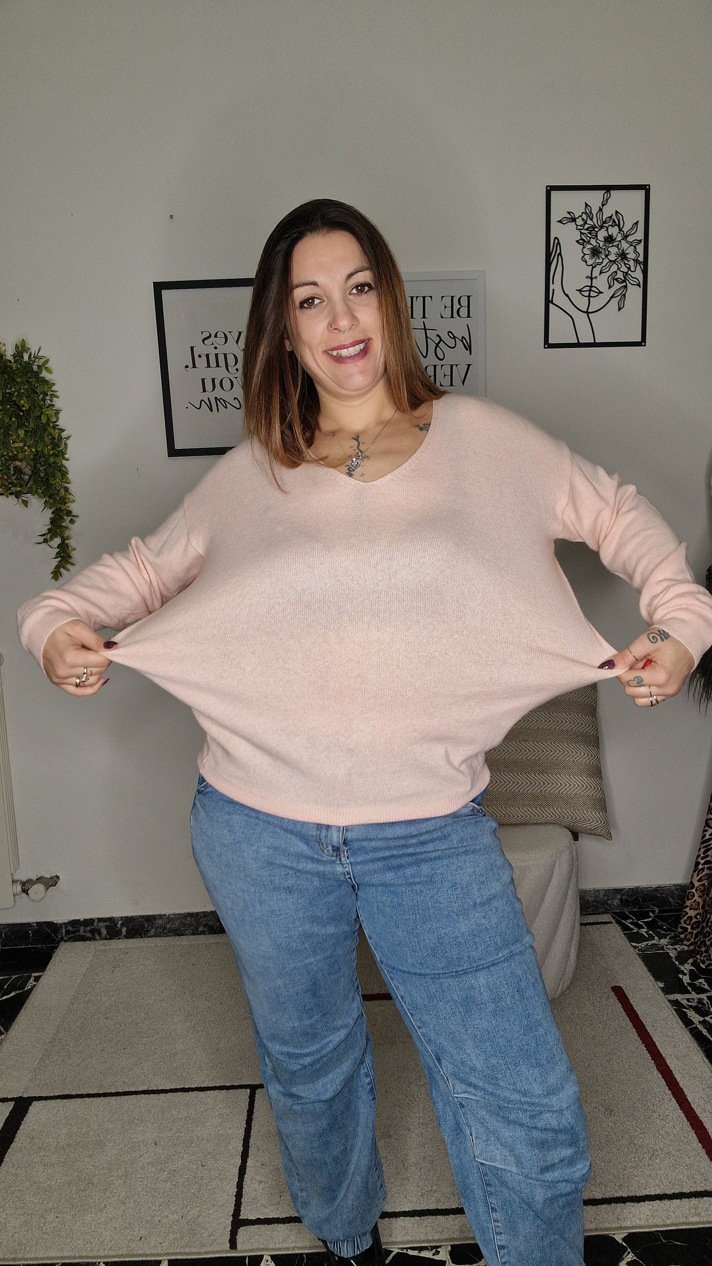 Maglione Scollo a V Lavorazione Fine - Tocco Cashmere