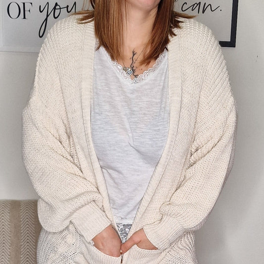 Maxi Cardigan Claudia- Lavorazione a Treccia