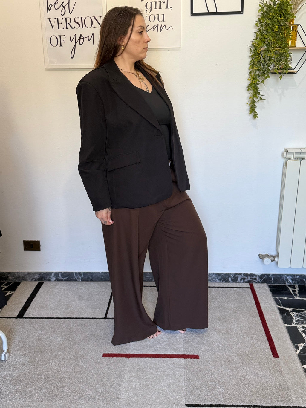 Blazer Curvy Monopetto con Manica Arricciata