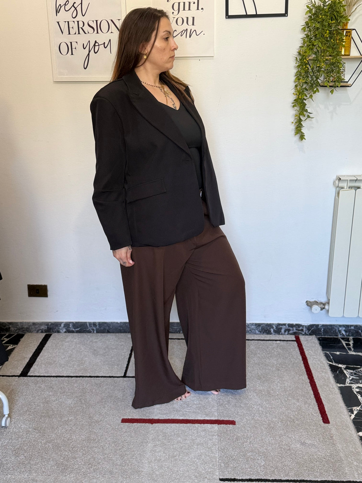 Blazer Curvy Monopetto con Manica Arricciata