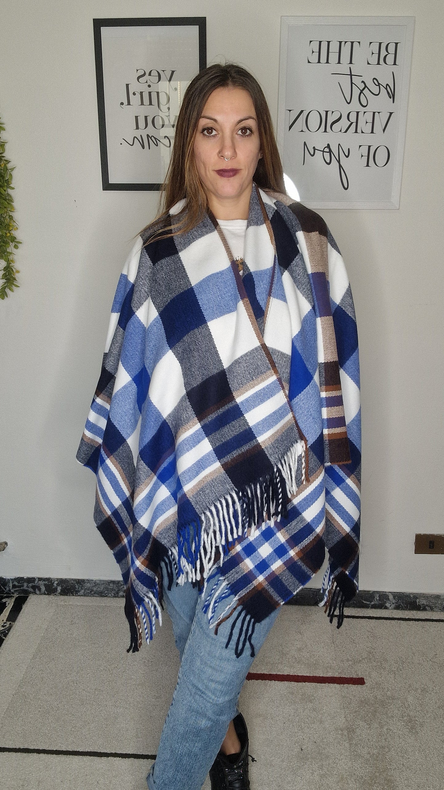 Poncho Scozzese con Frange