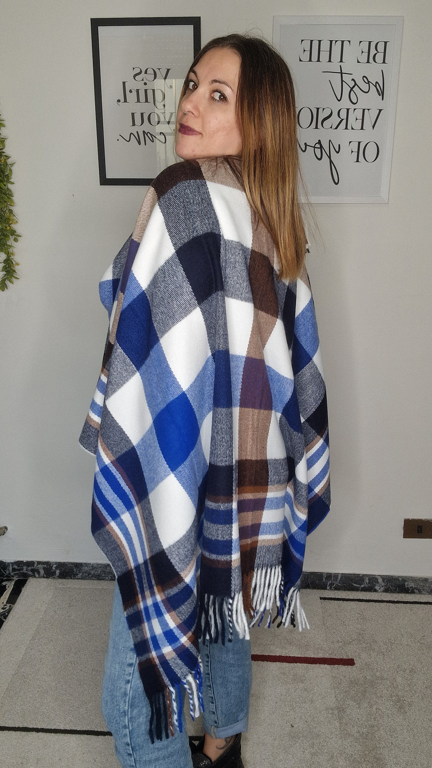 Poncho Scozzese con Frange