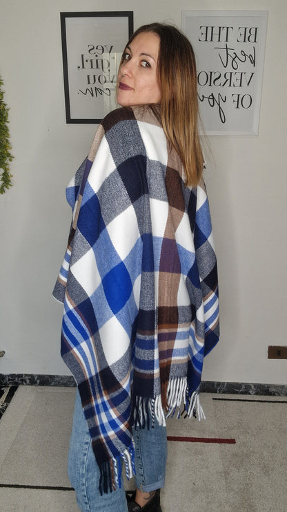 Poncho Scozzese con Frange