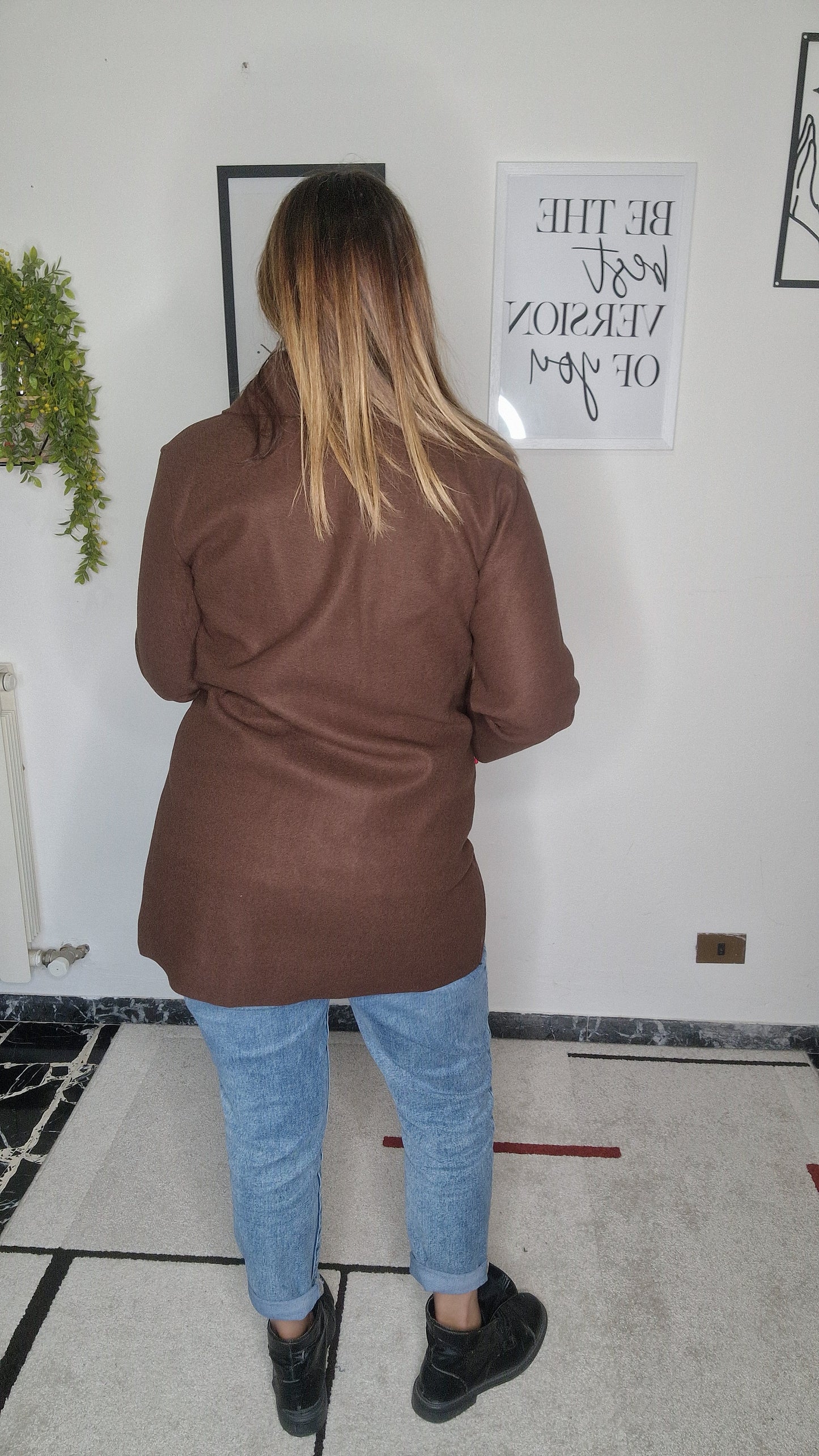 Blazer Lungo Monopetto Marrone Cioccolato