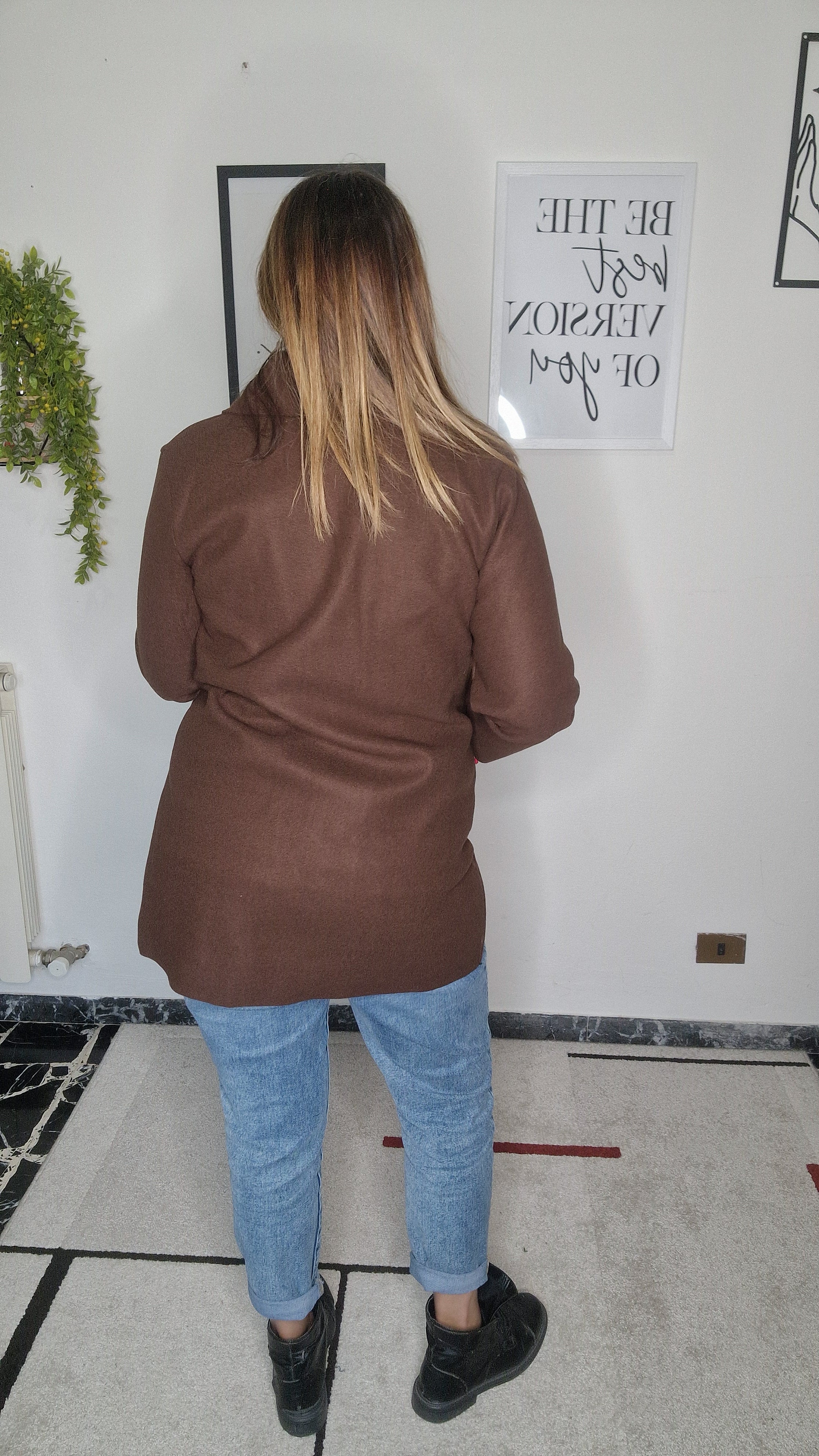 Blazer Lungo Monopetto Marrone Cioccolato
