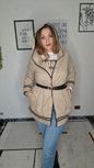 Cappottino/Cardigan con Cappuccio e Dettagli a Contrasto