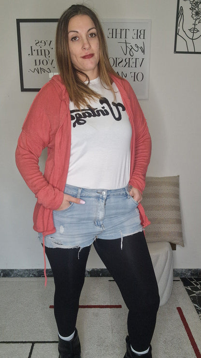 Cardigan Over con Cappuccio