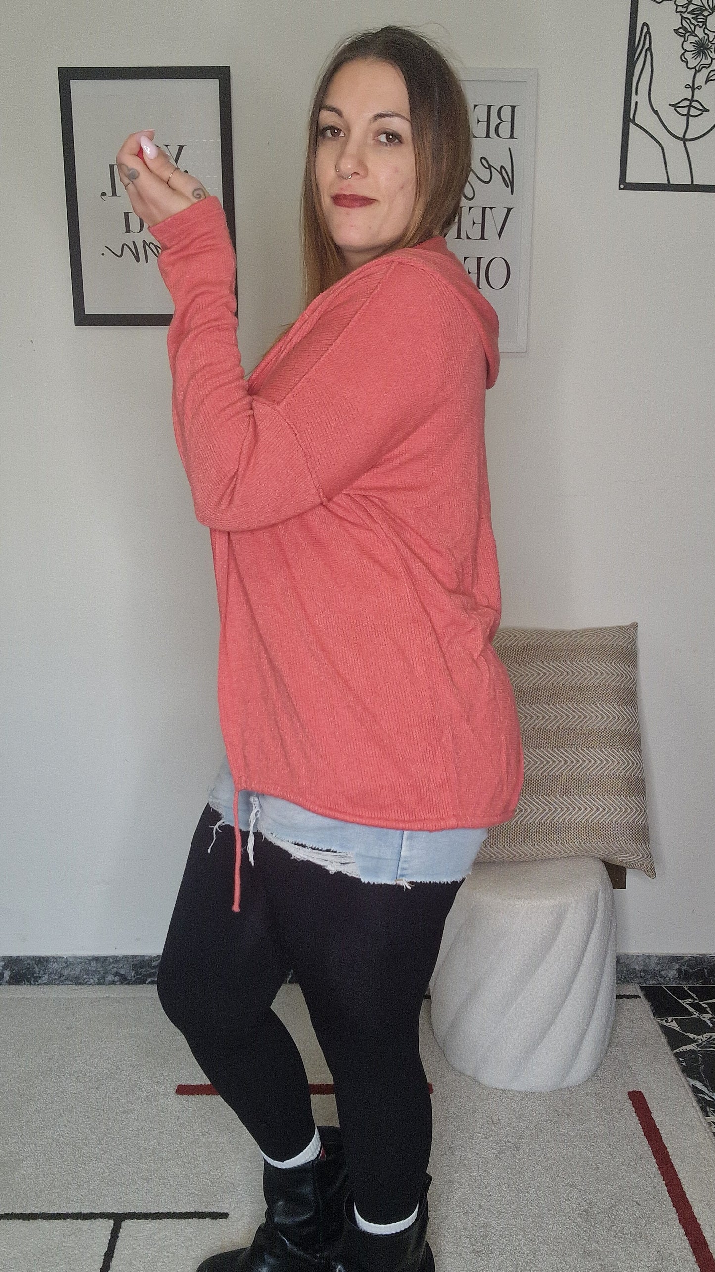 Cardigan Over con Cappuccio