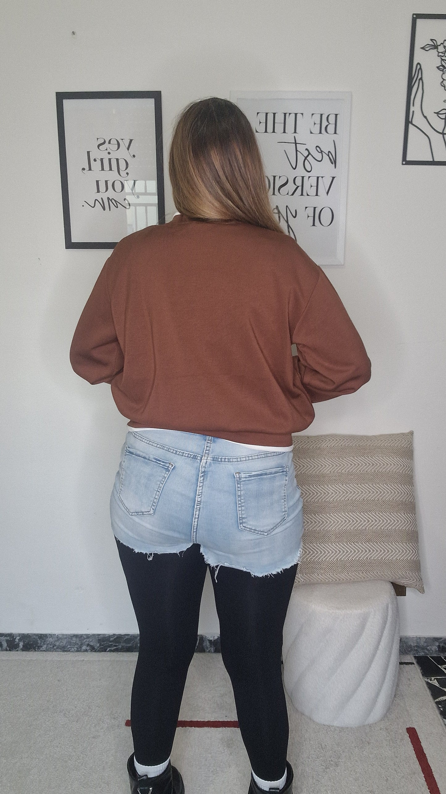 Felpa Girocollo Oversize con Dettagli a Contrasto