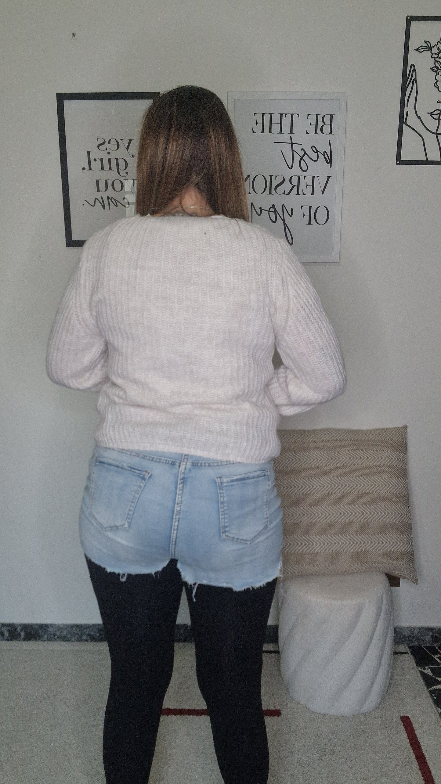 Maglione Girocollo a Coste Effetto Mohair