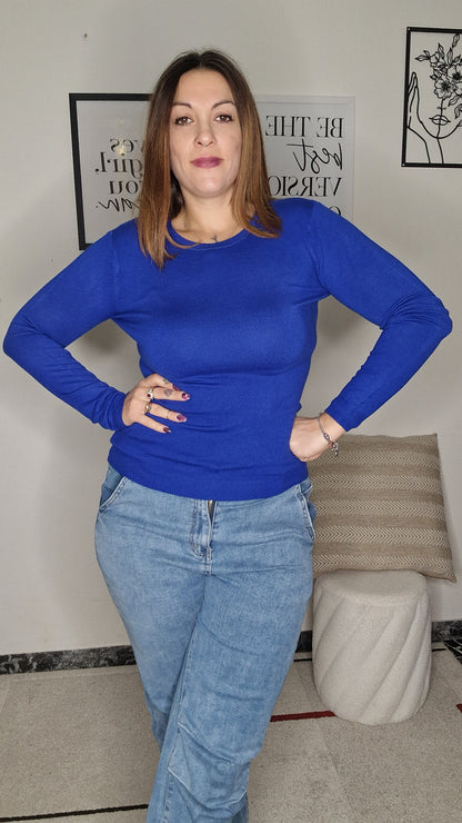 Maglioncino Essenziale Girocollo in Viscosa Stretch