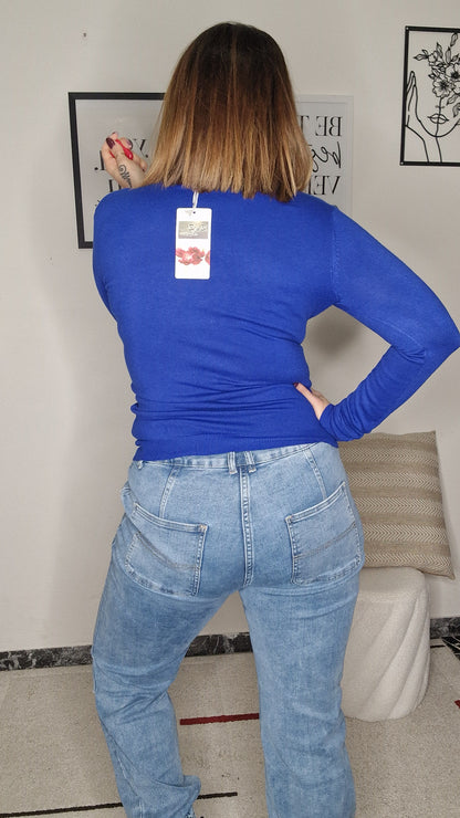 Maglioncino Essenziale Girocollo in Viscosa Stretch