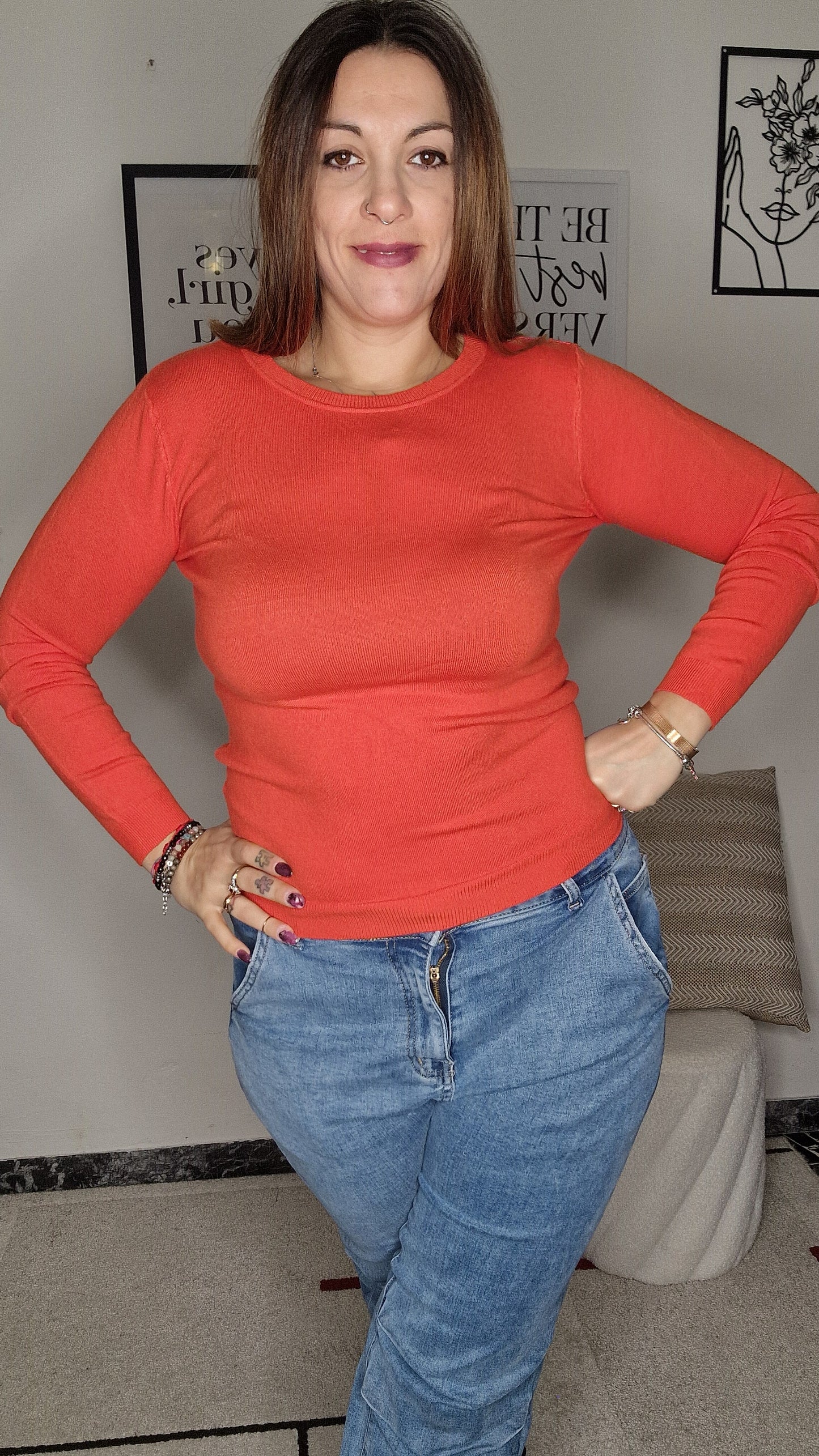 Maglioncino Essenziale Girocollo in Viscosa Stretch