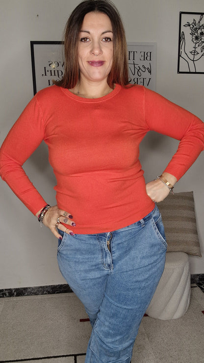 Maglioncino Essenziale Girocollo in Viscosa Stretch