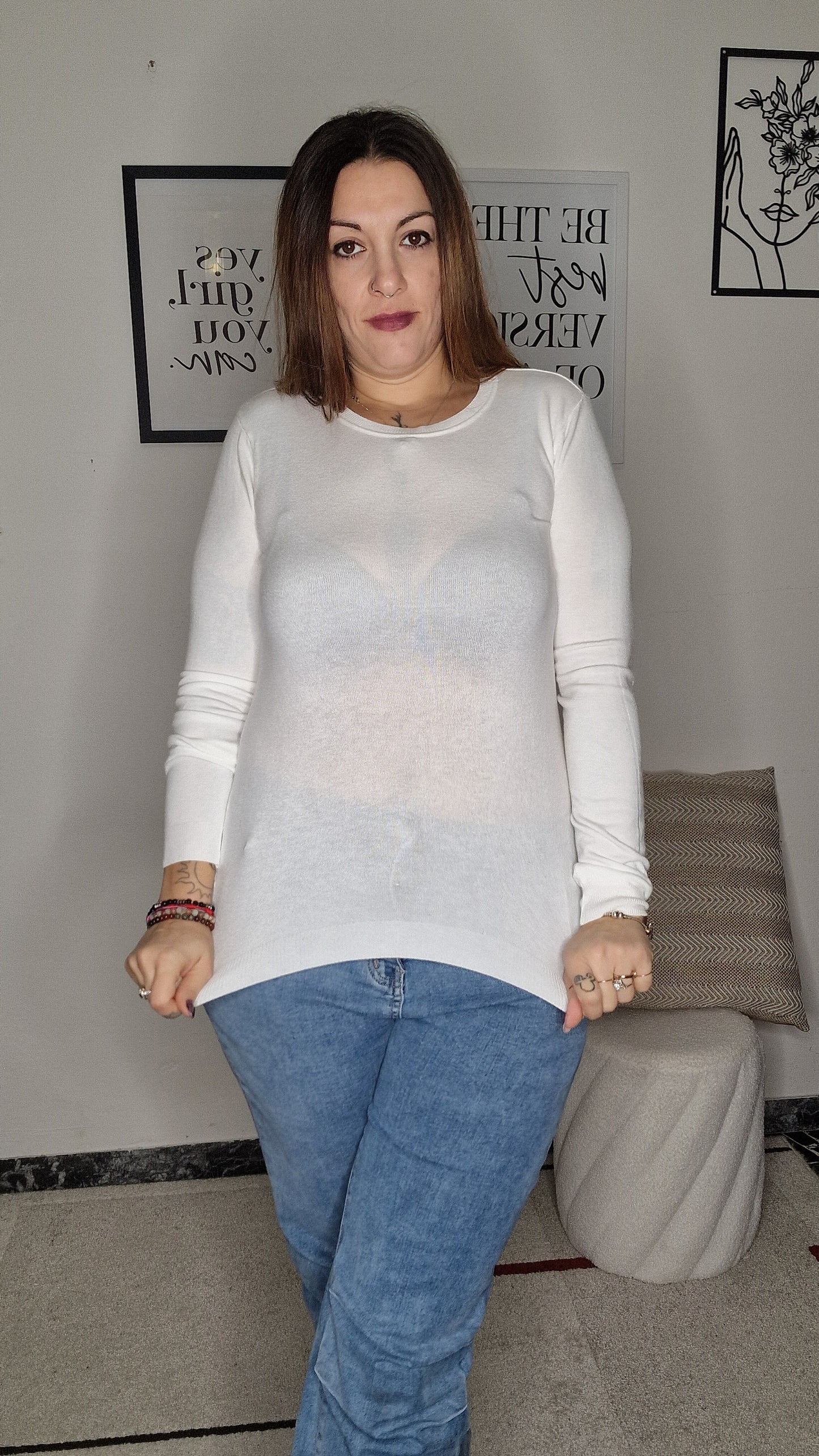 Maglioncino Essenziale Girocollo in Viscosa Stretch