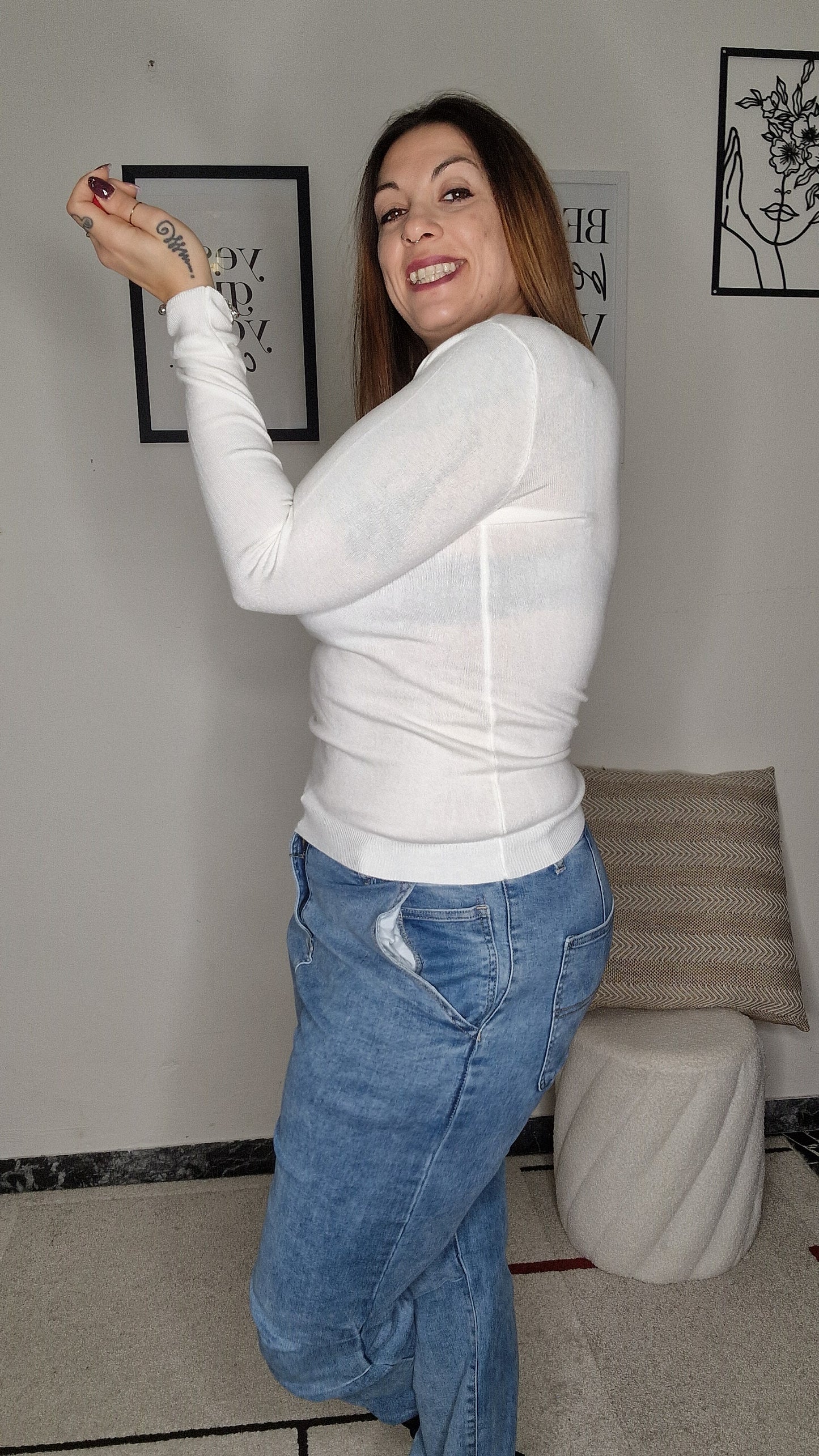 Maglioncino Essenziale Girocollo in Viscosa Stretch