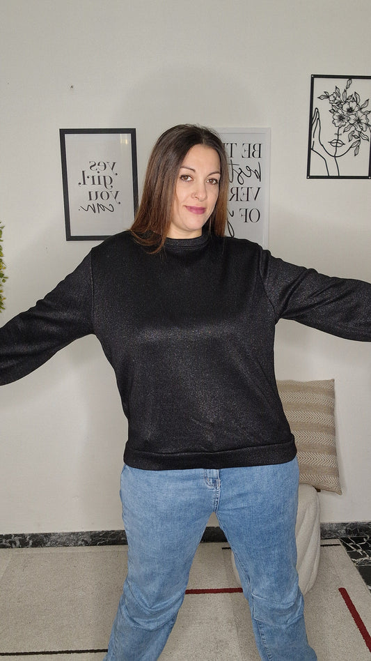 Maglia Glitter Nera Luminosa - Eleganza Comoda