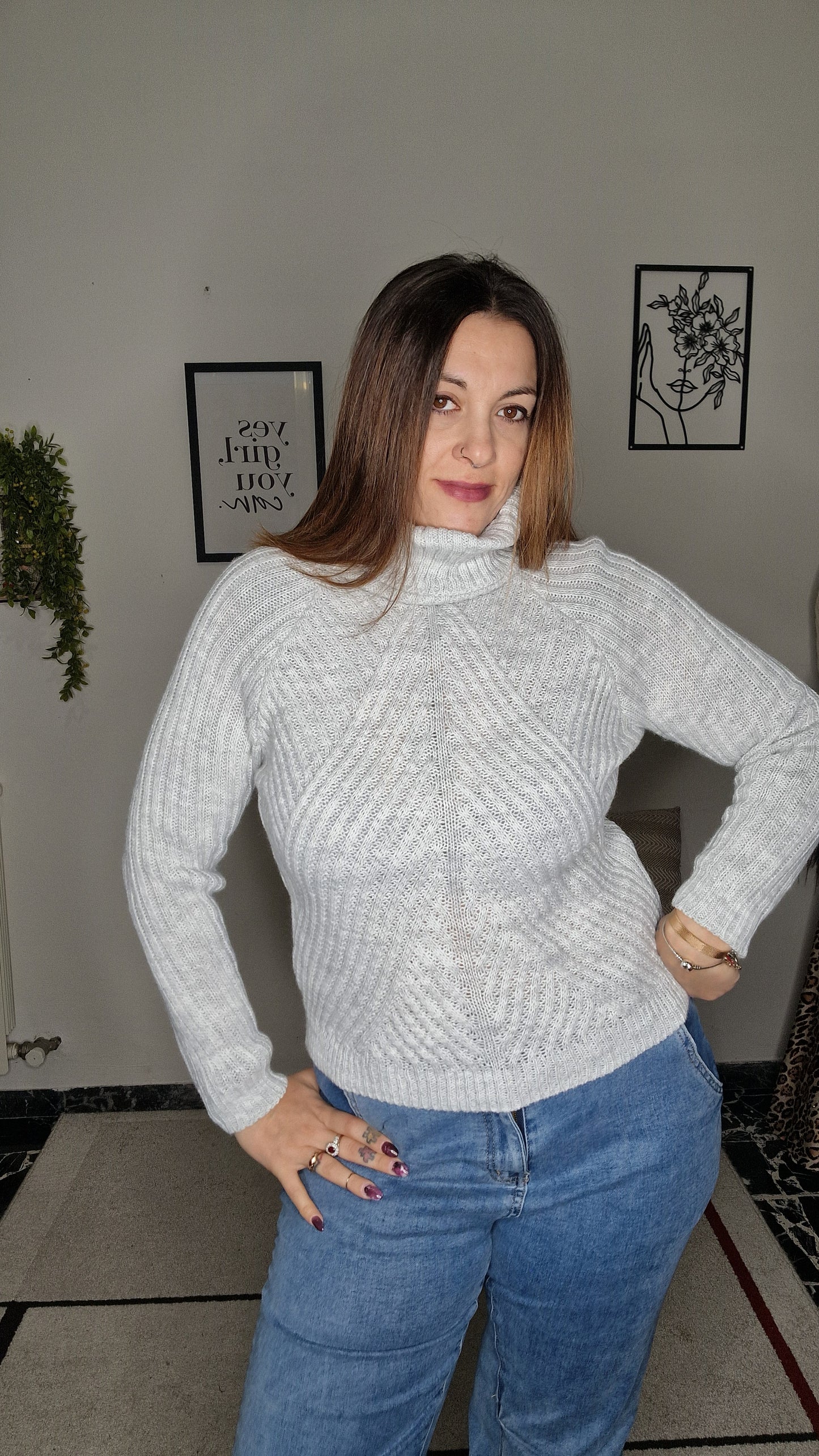 Maglione Dolcevita "Chevron" Caldo e Morbido