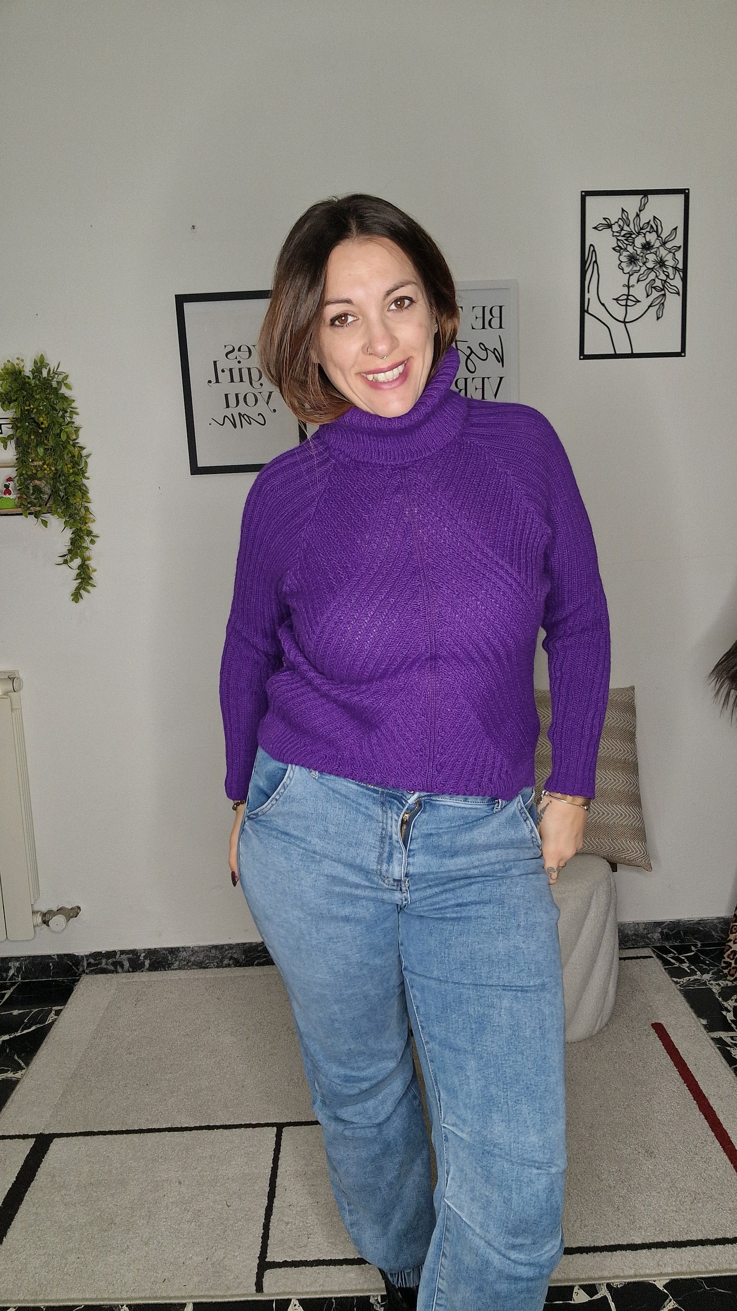 Maglione Dolcevita "Chevron" Caldo e Morbido