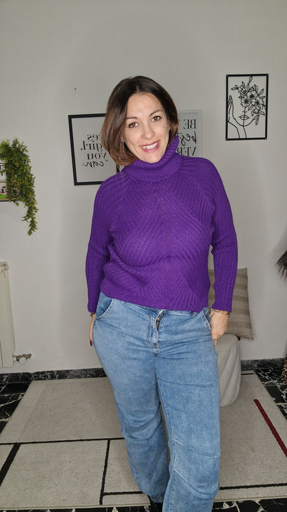 Maglione Dolcevita "Chevron" Caldo e Morbido