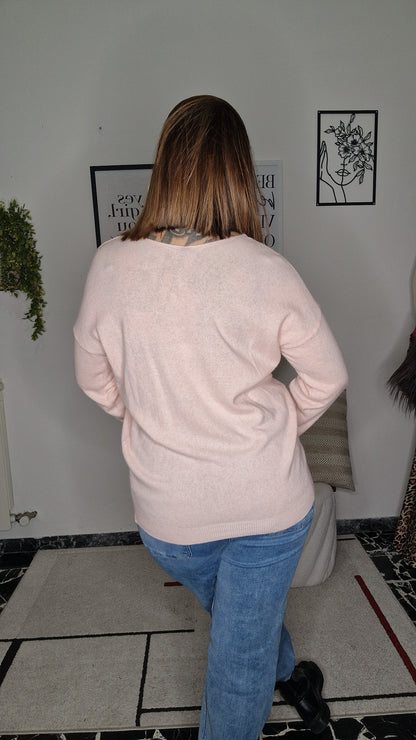 Maglione Scollo a V Lavorazione Fine - Tocco Cashmere