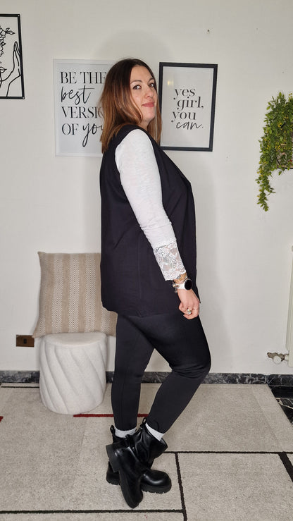 Gilet "GRETA" Lungo con Tasche - Layering Essenziale