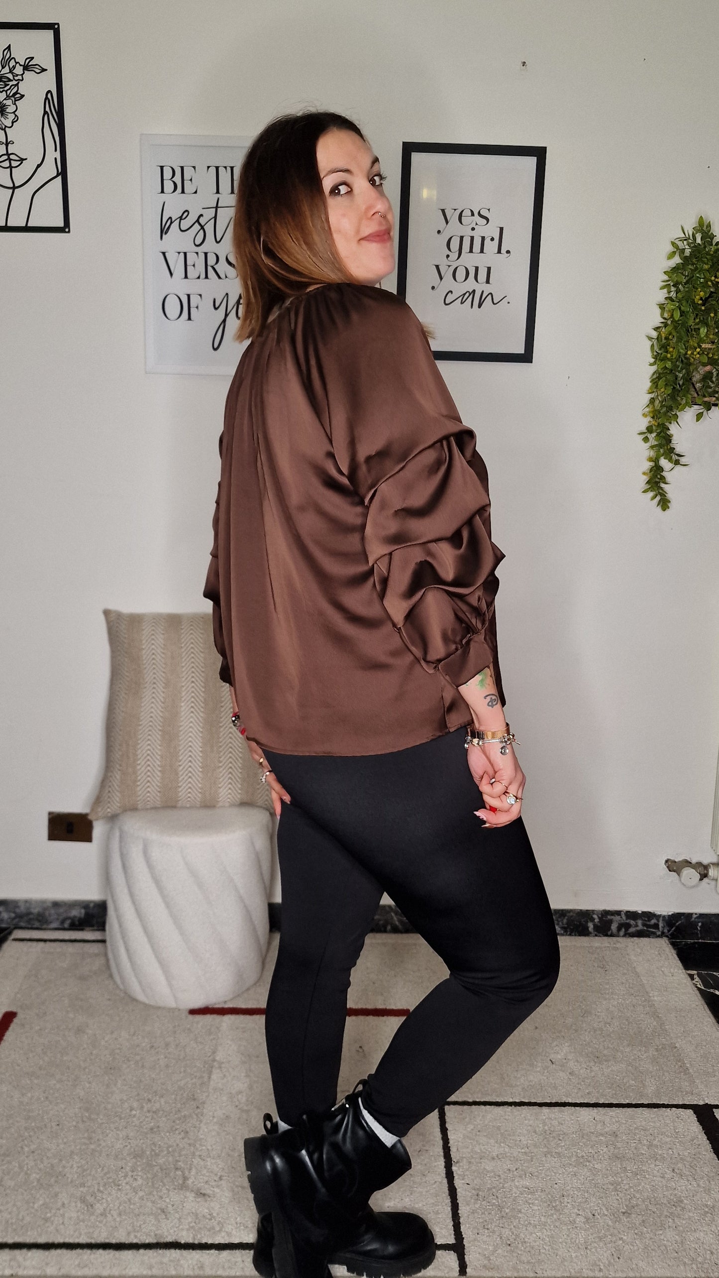 Blusa "VIOLA" Spalle Scoperte Effetto Seta