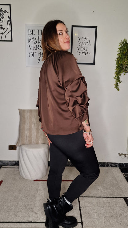 Blusa "VIOLA" Spalle Scoperte Effetto Seta