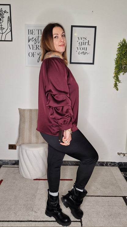Blusa "VIOLA" Spalle Scoperte Effetto Seta