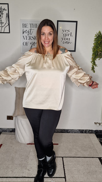 Blusa "VIOLA" Spalle Scoperte Effetto Seta