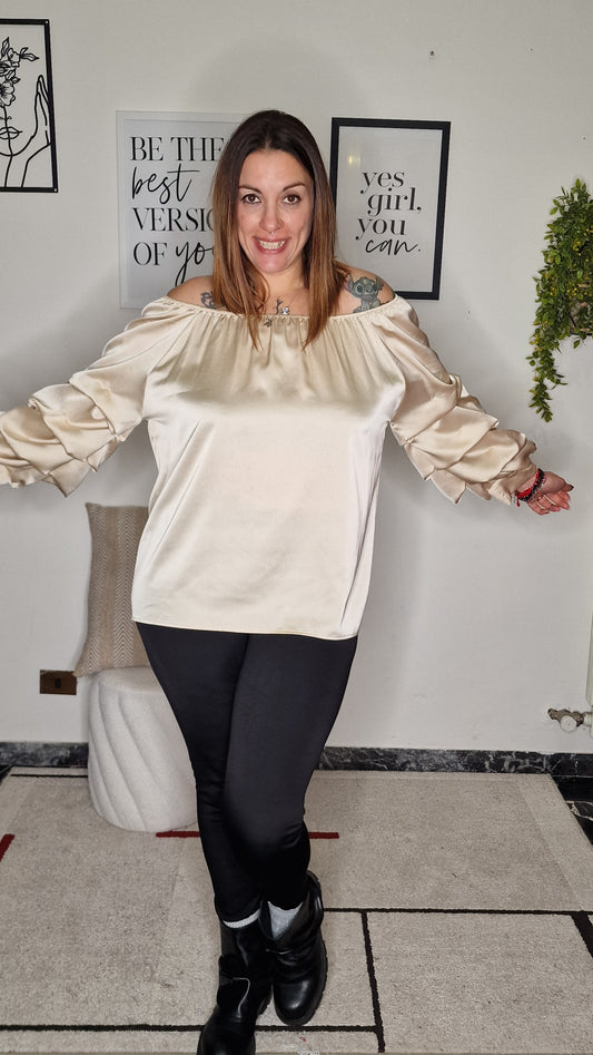 Blusa "VIOLA" Spalle Scoperte Effetto Seta