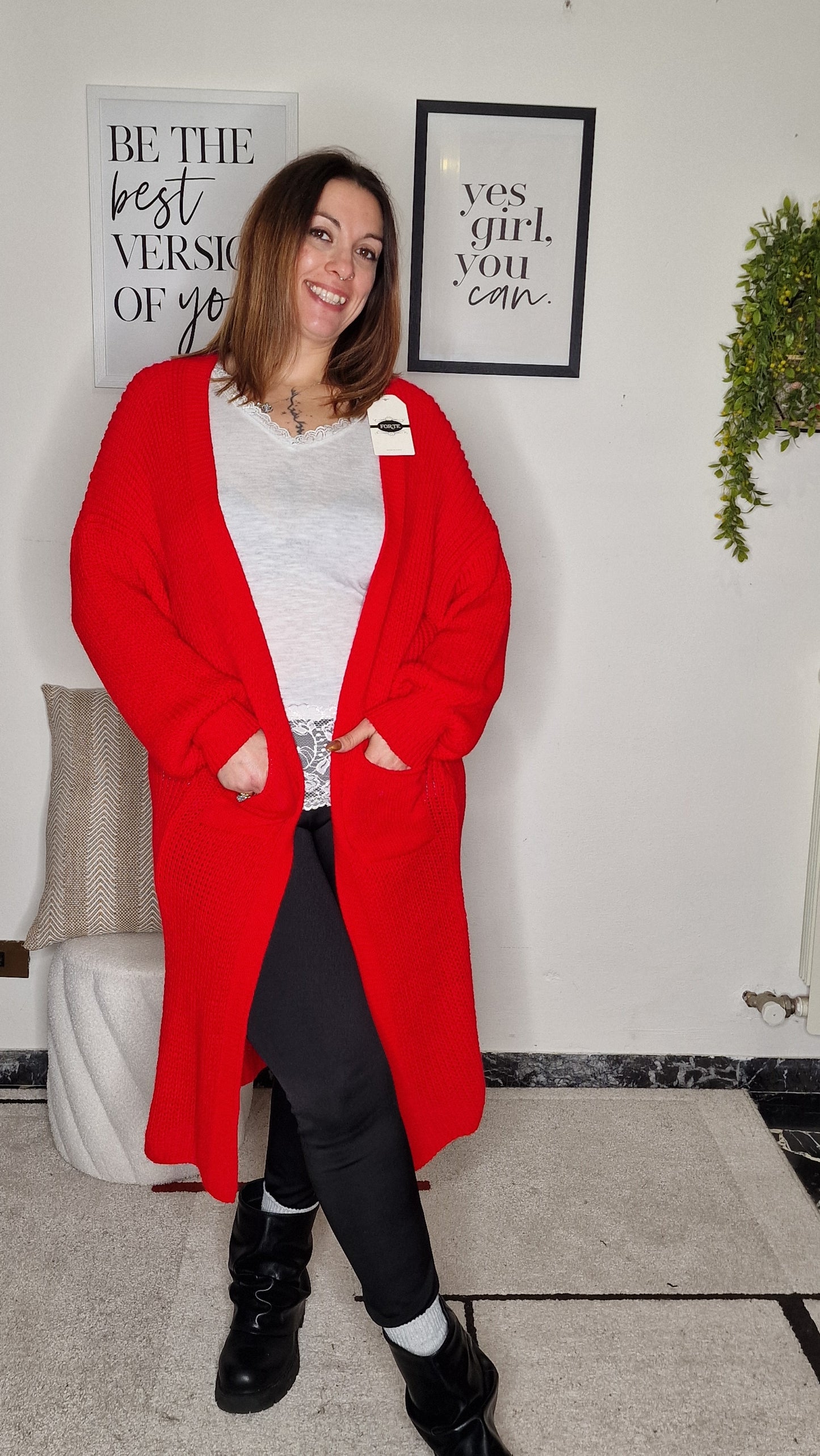 Maxi Cardigan Claudia- Lavorazione a Treccia