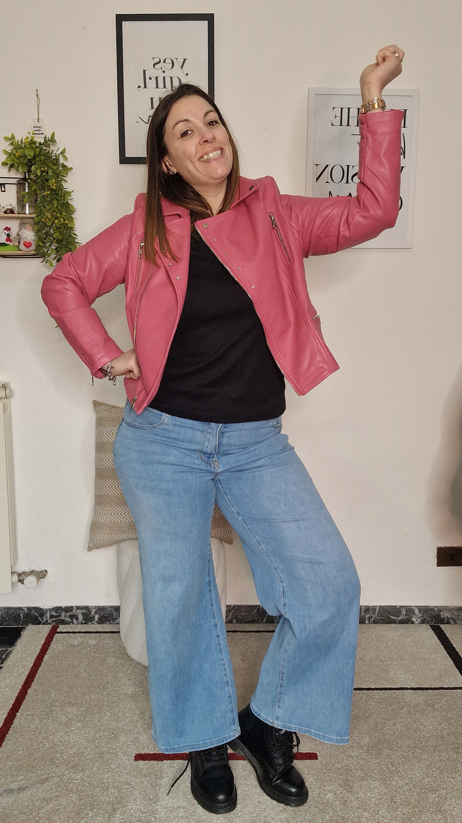 Jeans Wide Leg Pink Sparkle