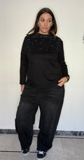 Maglia Over "Luce" con Brillantini e Scollo a Barchetta