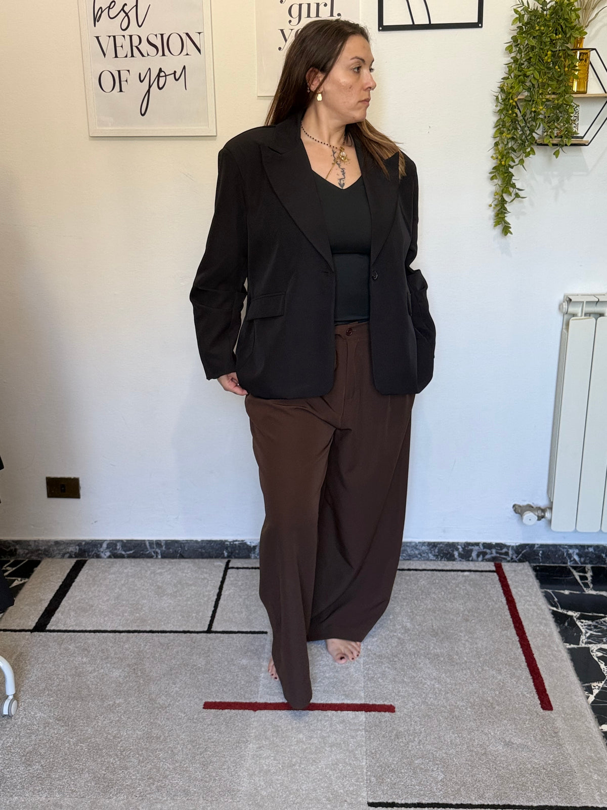 Blazer Curvy Monopetto con Manica Arricciata