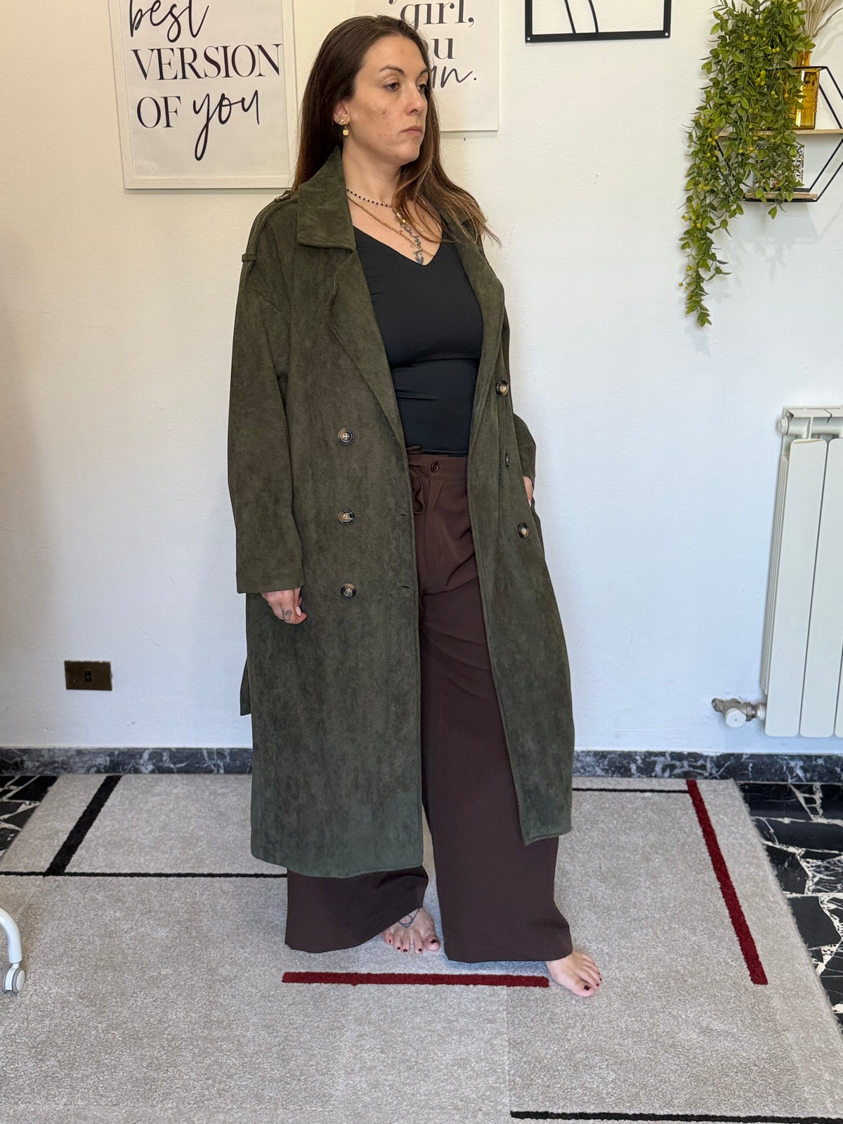 Trench Curvy Lungo con Fusciacca