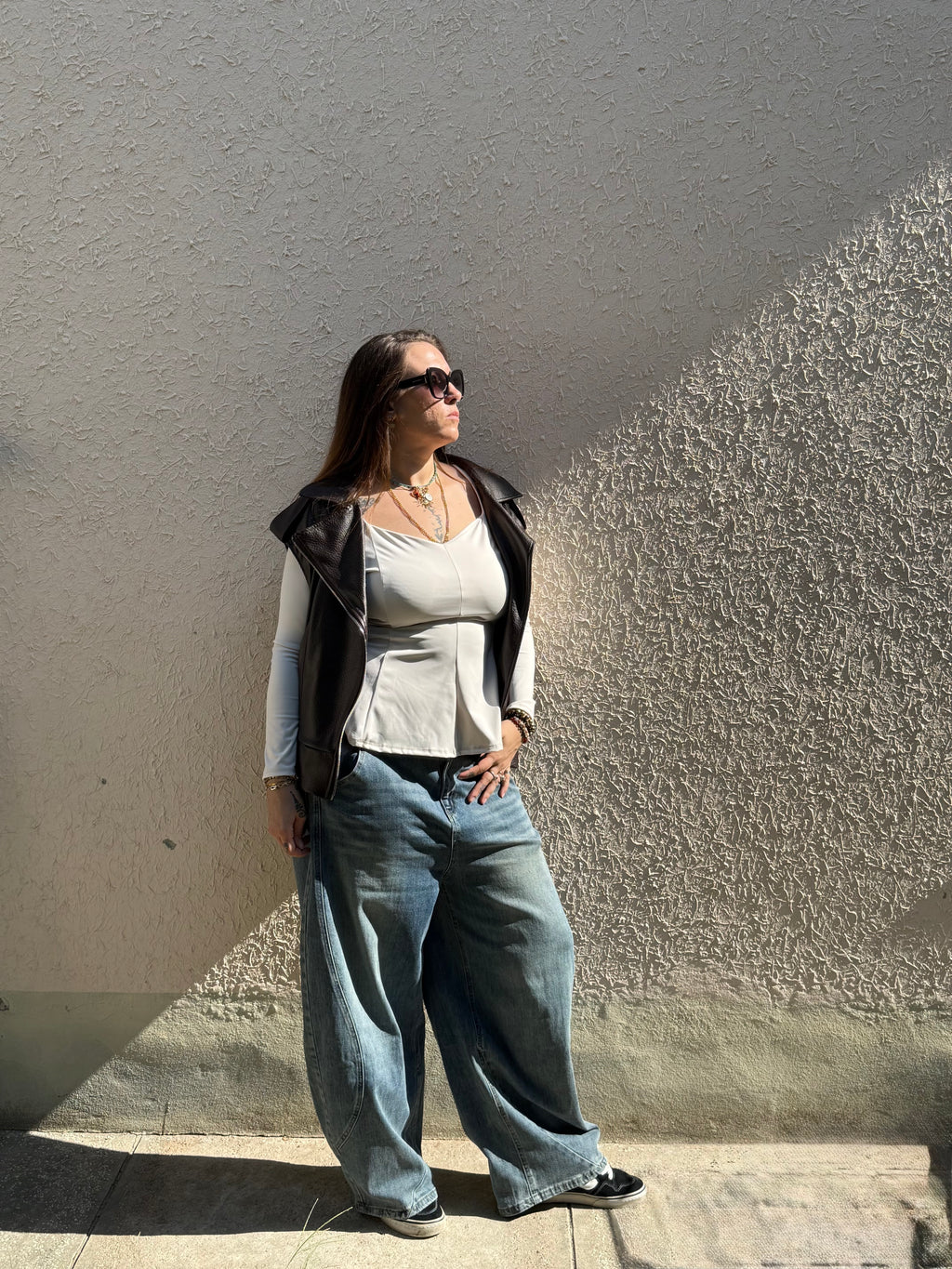 GILET BIKER IN ECOPELLE CURVY