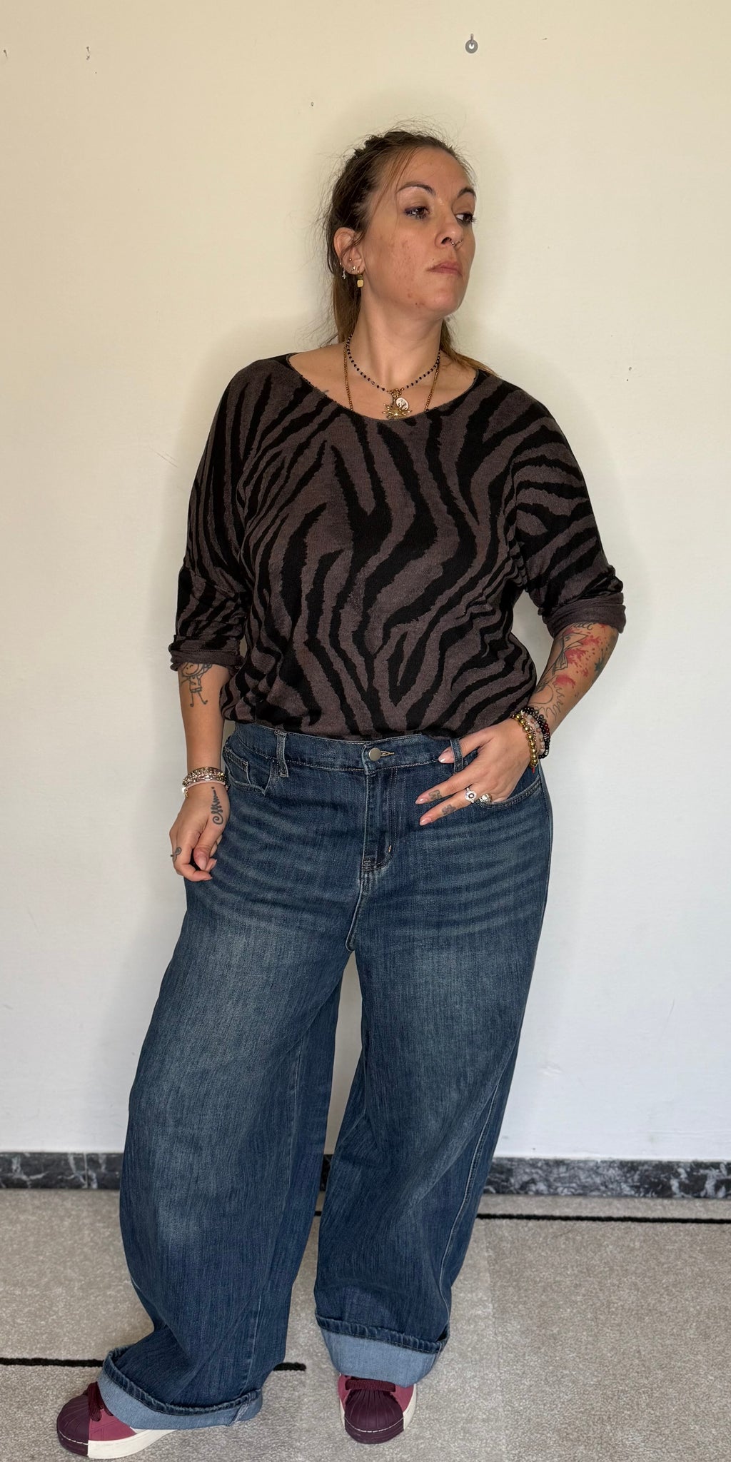 Maglia basic chic zebrata