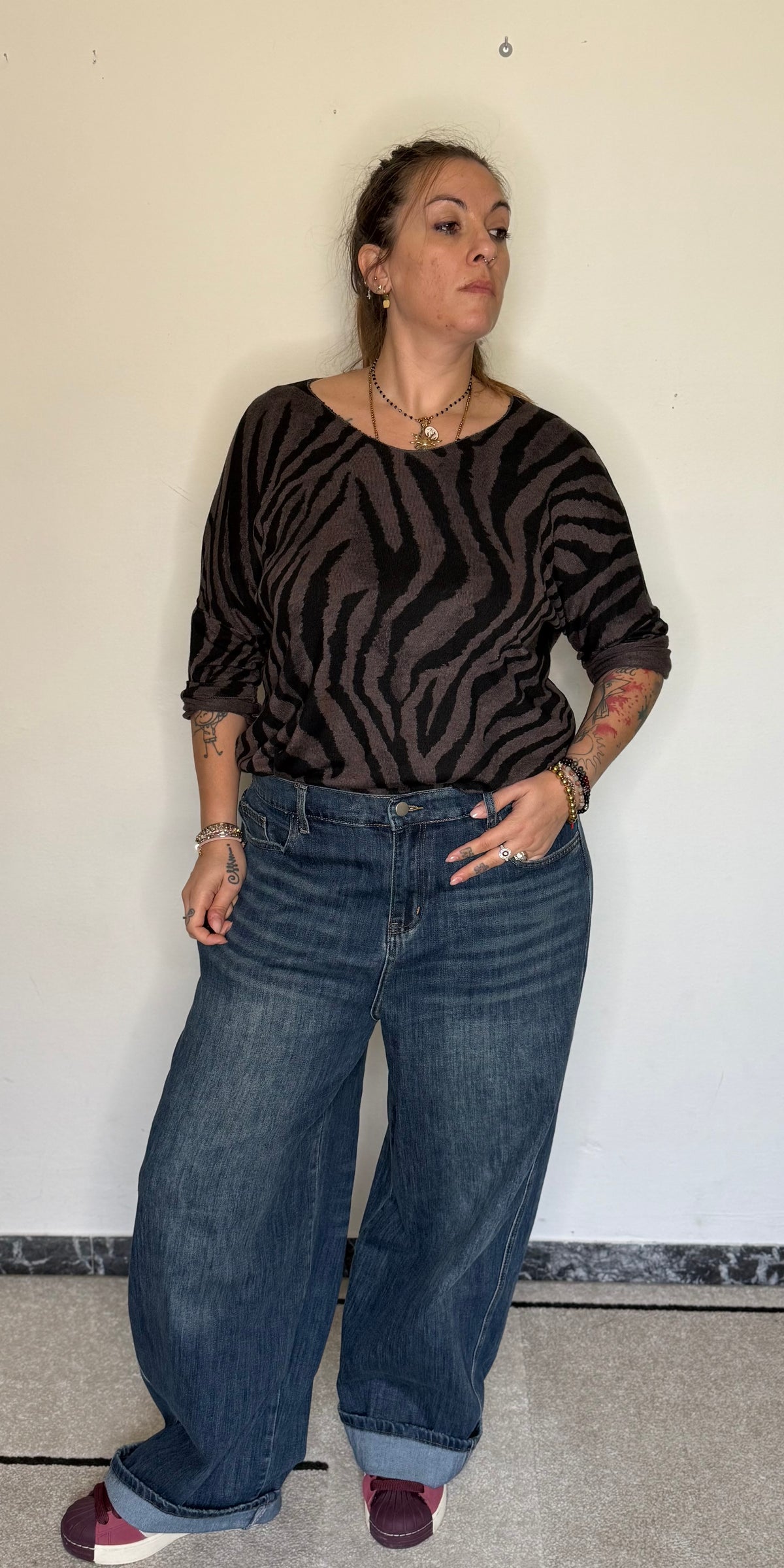 Maglia basic chic zebrata