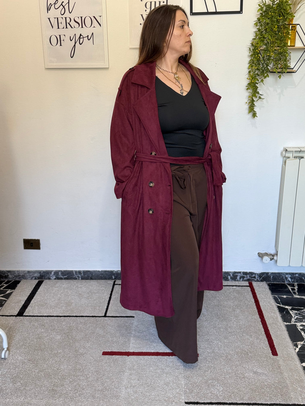 Trench Curvy Lungo con Fusciacca