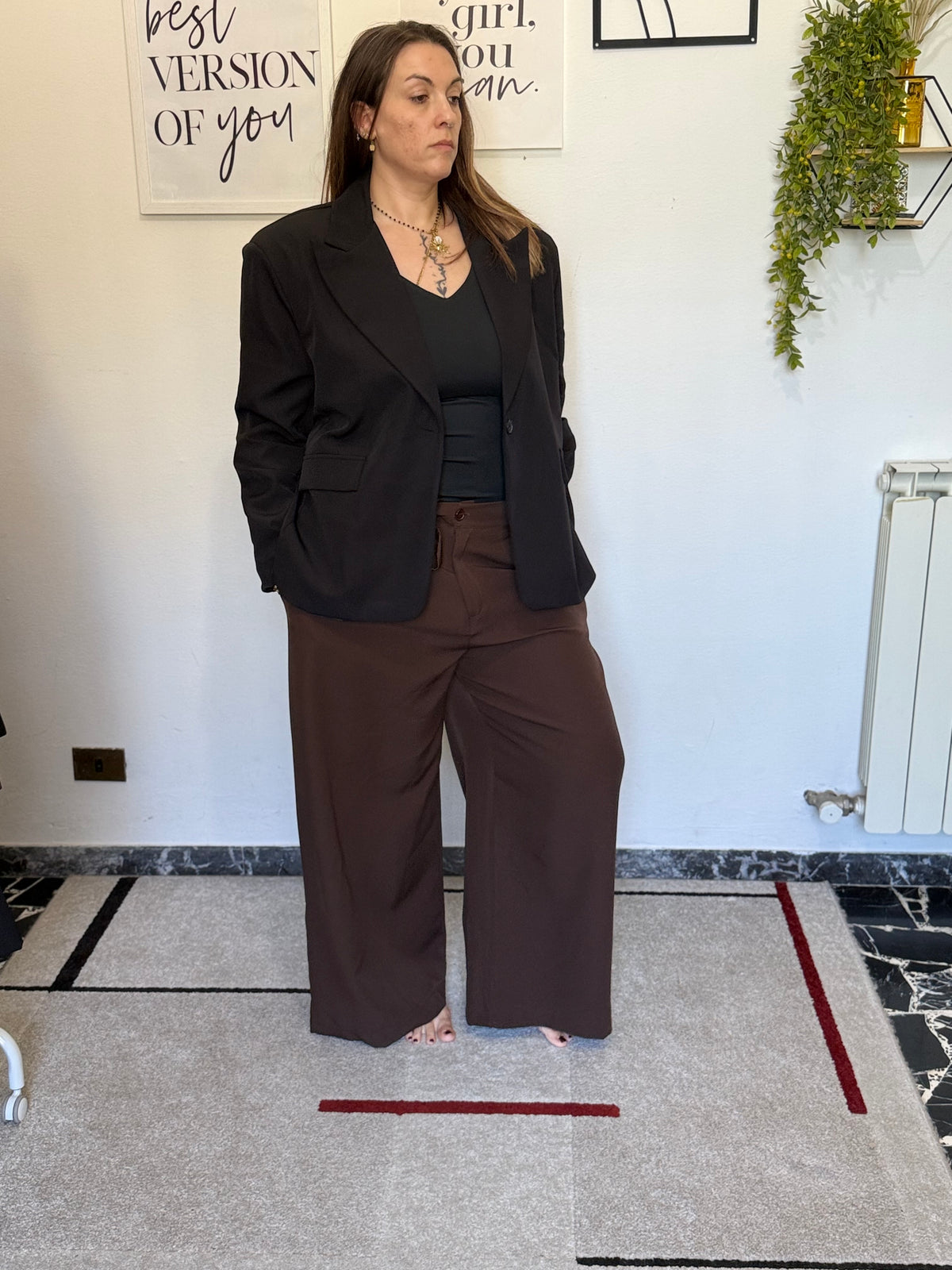 Blazer Curvy Monopetto con Manica Arricciata