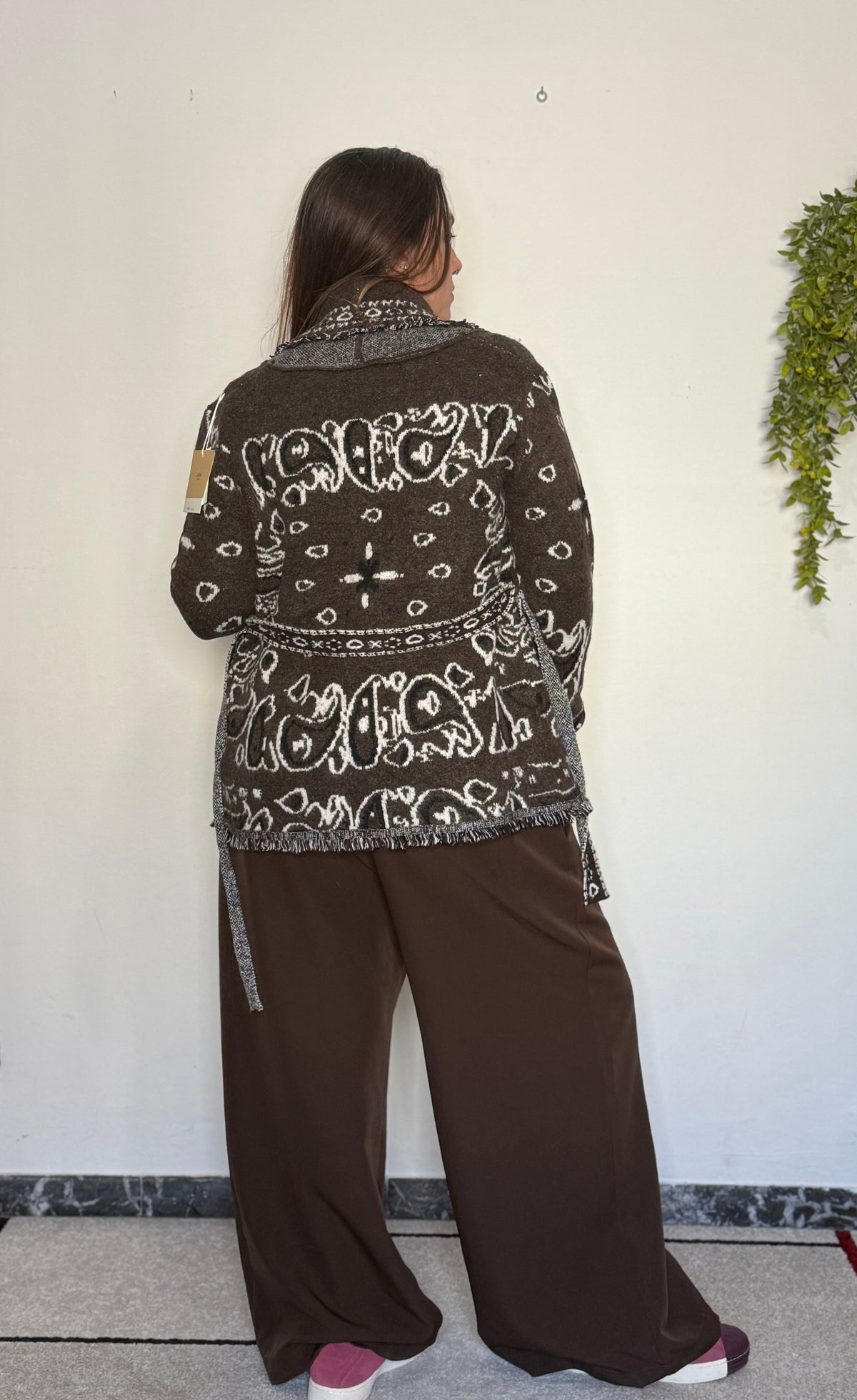 Cardigan "Indianino Folk" con Frange & Cintura