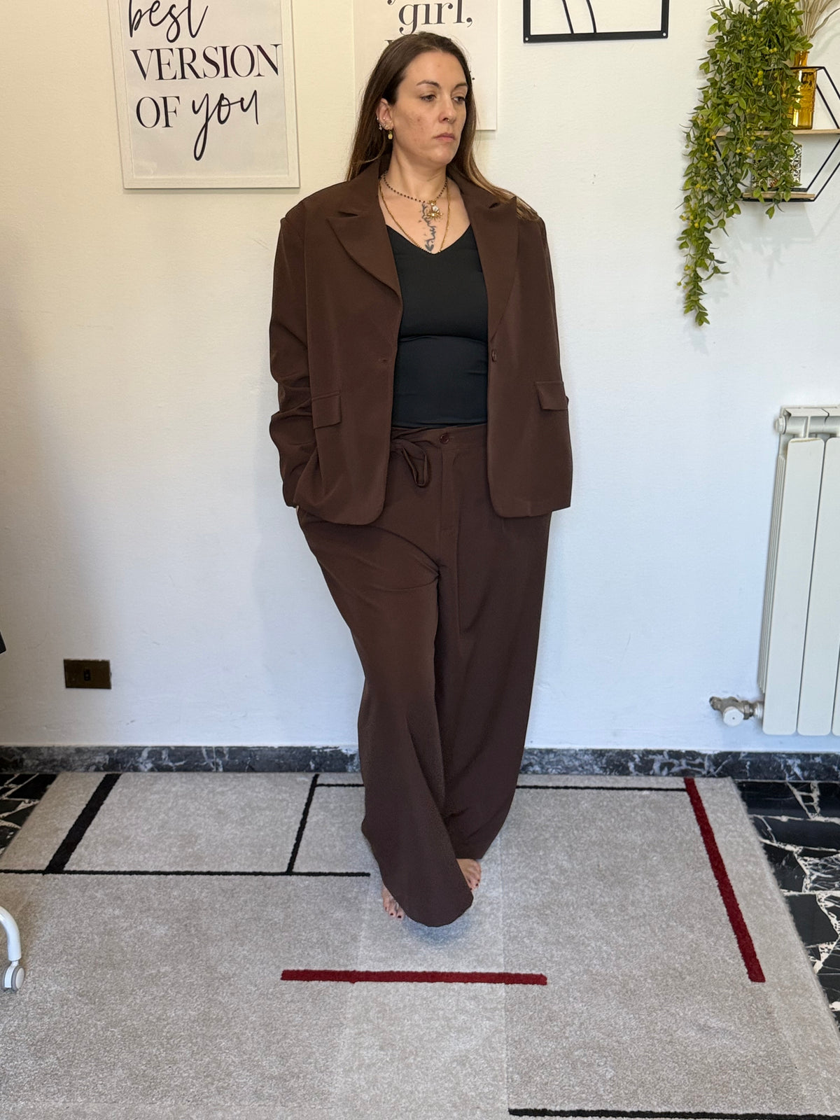 Blazer Curvy Monopetto con Manica Arricciata