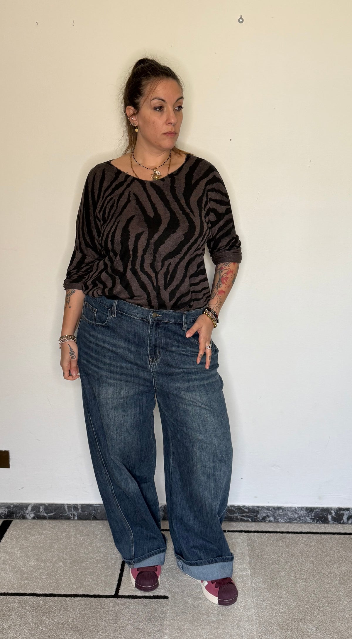 Maglia basic chic zebrata