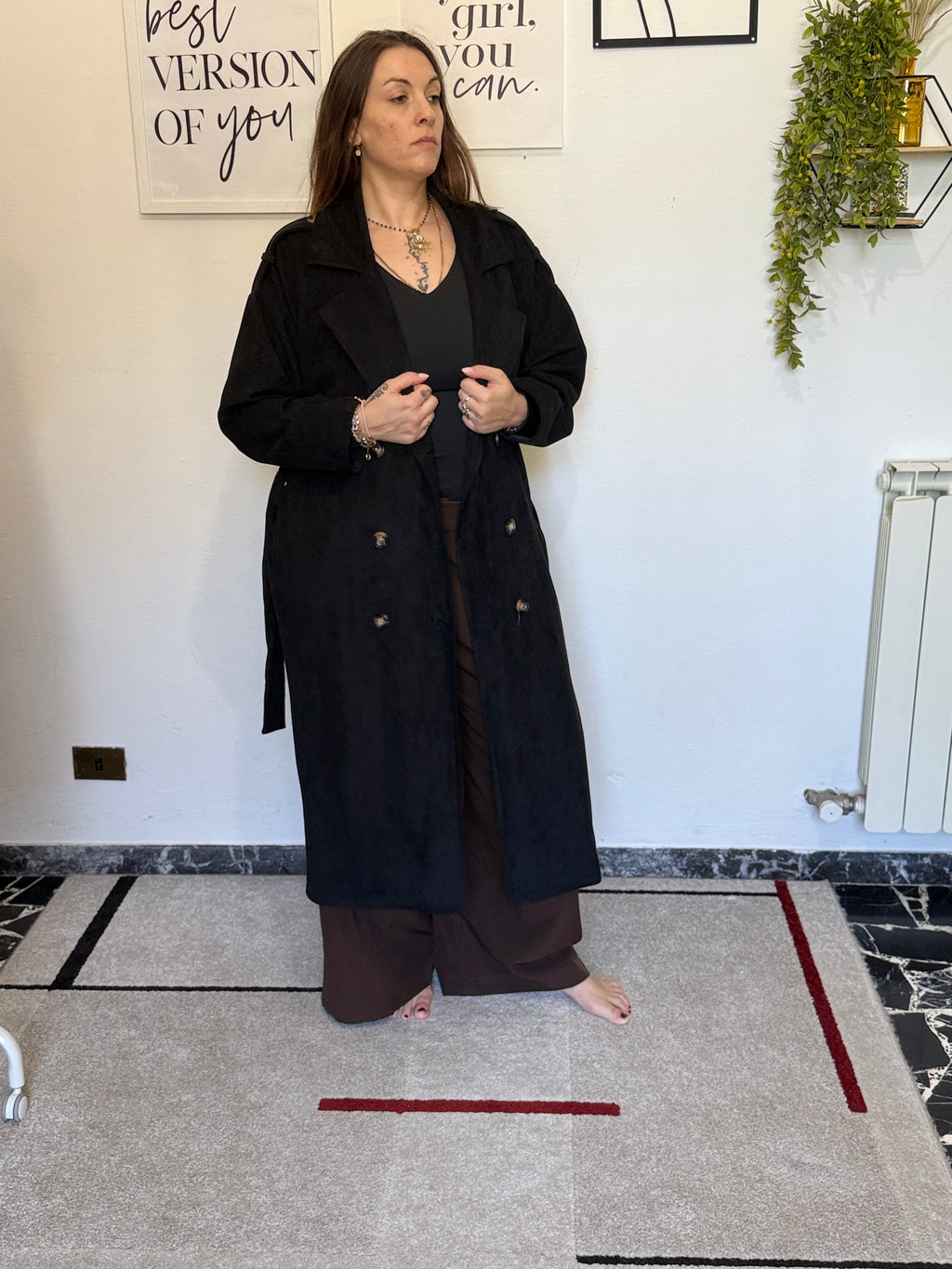 Trench Curvy Lungo con Fusciacca
