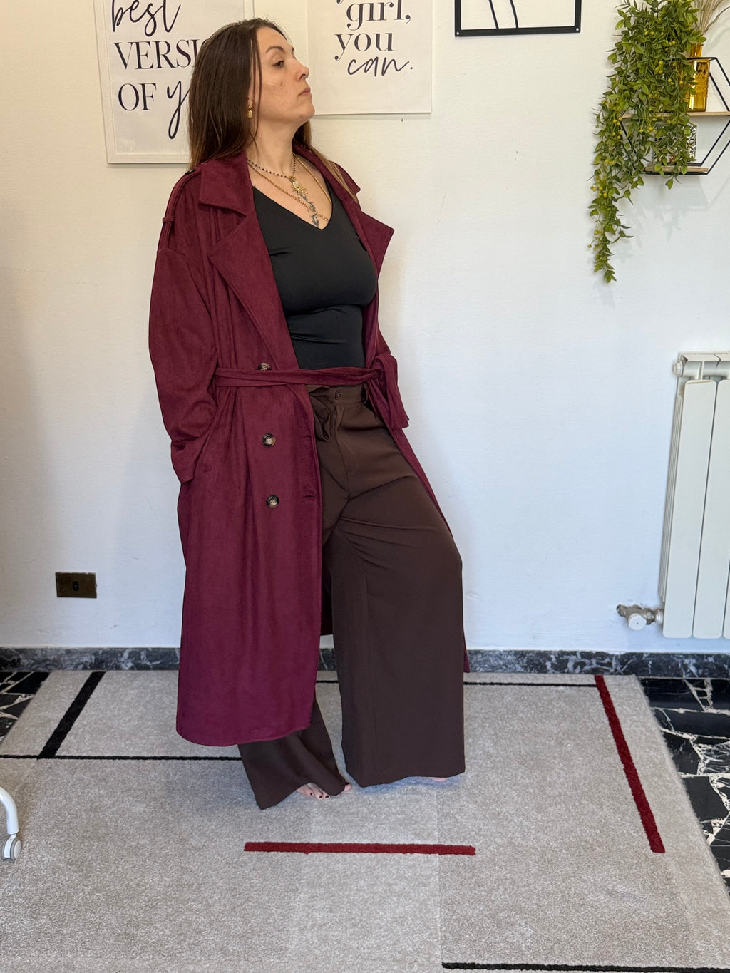 Trench Curvy Lungo con Fusciacca