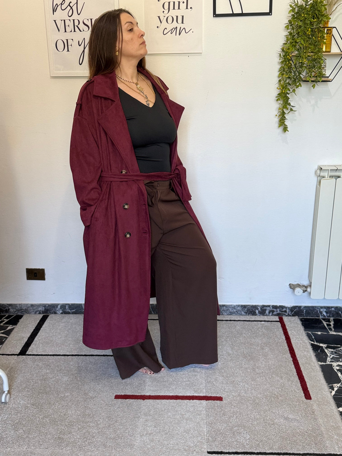 Trench Curvy Lungo con Fusciacca